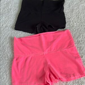 Black and Pink Women's Shorts. Fold down waist.
